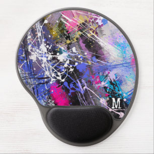 Abstract Grungy Colorful Paint Gel Mouse Pad