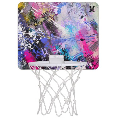 Abstract Grungy Colorful Paint Mini Basketball Hoop