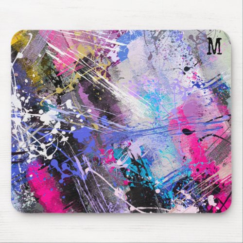Abstract Grungy Colorful Paint Mouse Pad