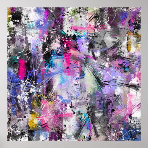 Abstract Grungy Colorful Paint Poster