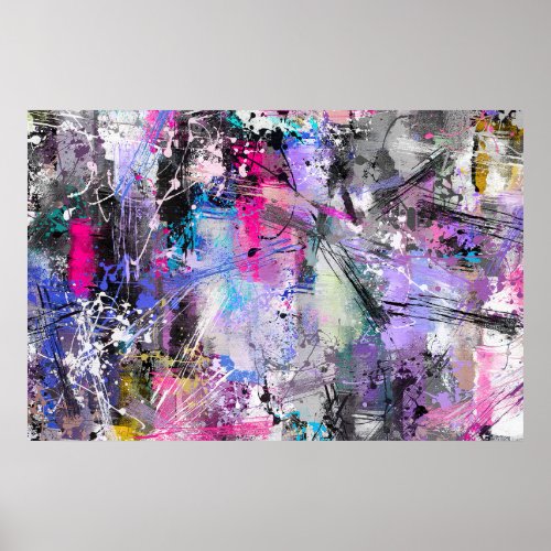 Abstract Grungy Colorful Paint Poster