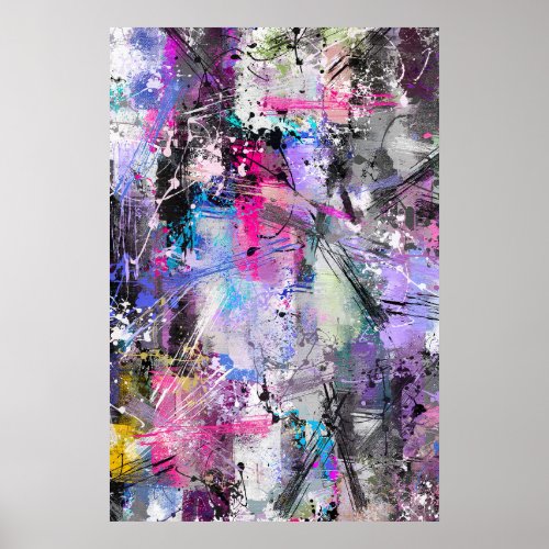 Abstract Grungy Colorful Paint Poster