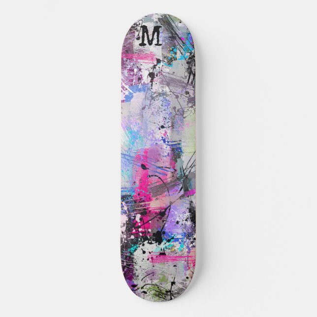 Abstract Grungy Colorful Paint Skateboard (Front)