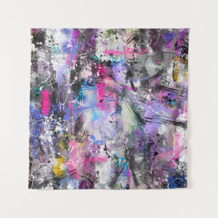 Abstract Grungy Colorful Paint Tapestry