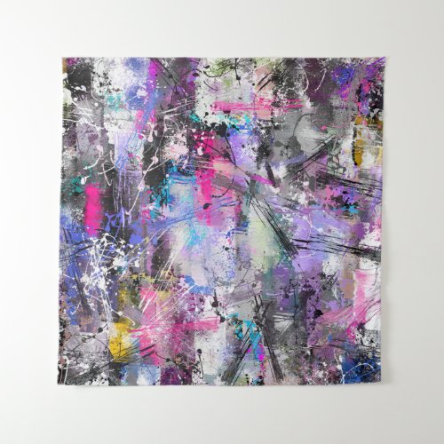 Abstract Grungy Colorful Paint Tapestry