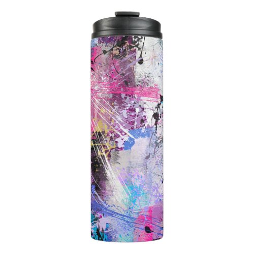 Abstract Grungy Colorful Paint Thermal Tumbler