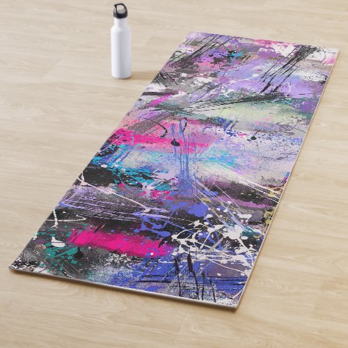Abstract Grungy Colorful Paint Yoga Mat