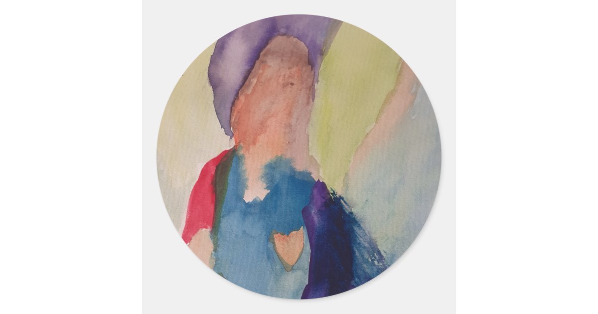 Abstract Guardian Angel Round Sticker | Zazzle