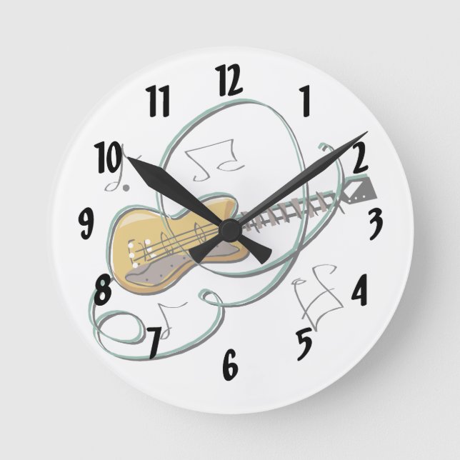 abstract guitar notes music.png round clock (Front)