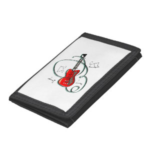 abstract guitar notes music red.png tri-fold wallet