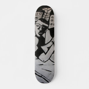 ABSTRACT GUITARIST BLACK WHITE SKATEBOARD