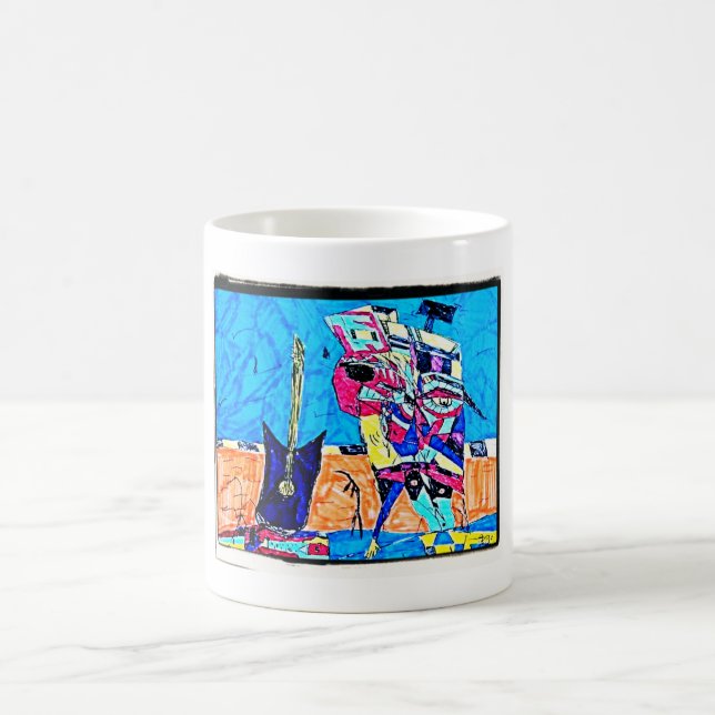 ABSTRACT GUITARIST DRAWING COFFEE MUG (Center)