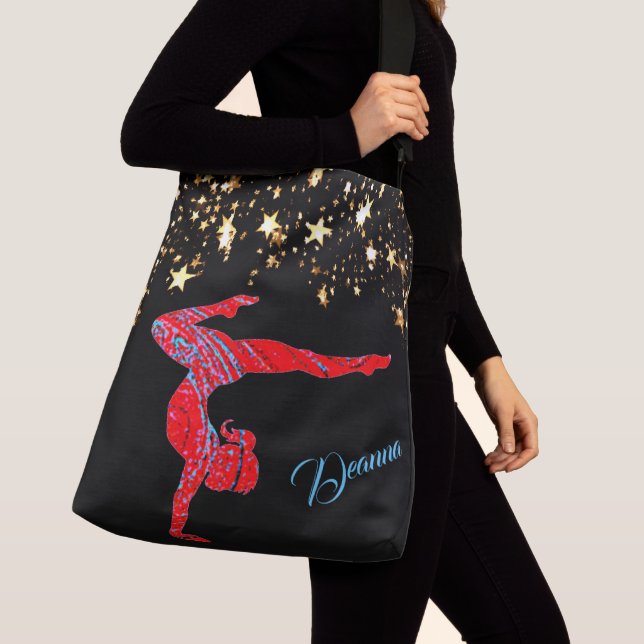 Abstract Gymnast Gold Stars Personalized Tote (Close Up)
