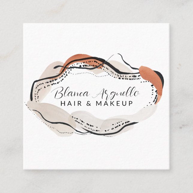 Abstract Hair Makeup Artist Appointment & Square Business Card (Front)