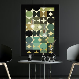 Abstract Half Circles Industrial Fusion Art Gold Foil Prints