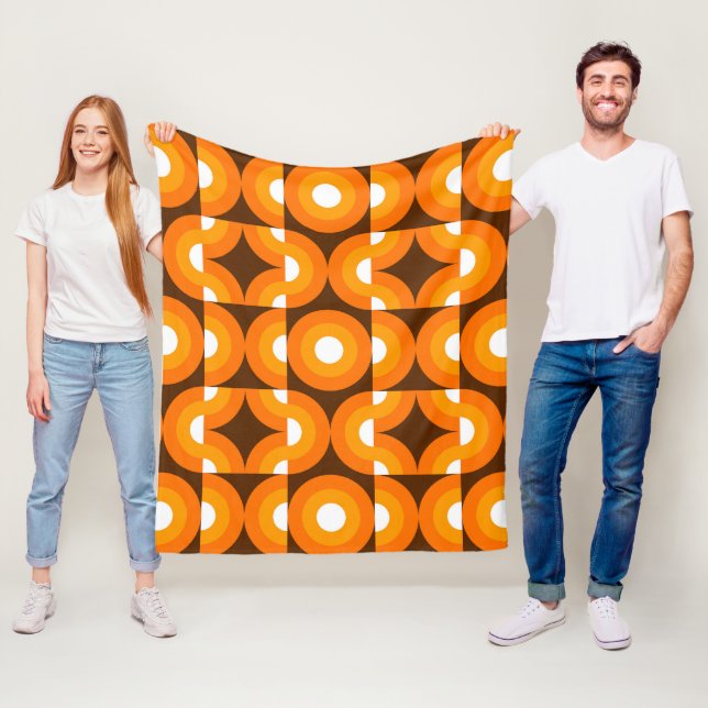 Abstract Half Circles Mod Op Fusion Art Pattern Fleece Blanket (In Situ)