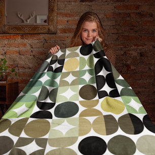 Abstract Half Circles Mod Op Fusion Art Pattern Fleece Blanket