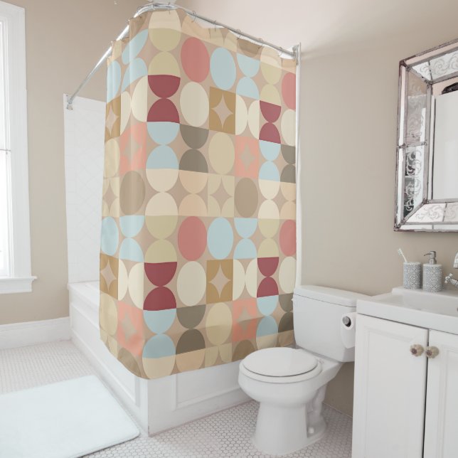 Abstract Half Circles Mod Op Fusion Art Pattern Sh Shower Curtain (In Situ)