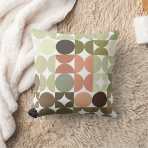 Abstract Half Circles Mod Op Fusion Art Pattern Throw Pillow