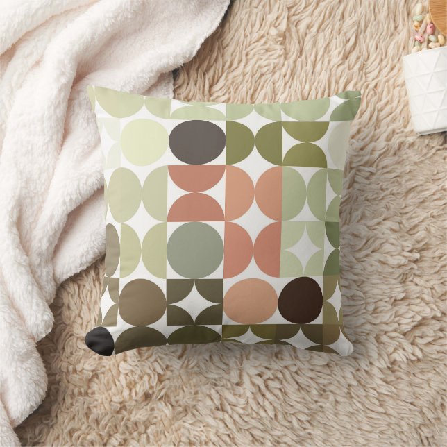 Abstract Half Circles Mod Op Fusion Art Pattern Throw Pillow (Blanket)
