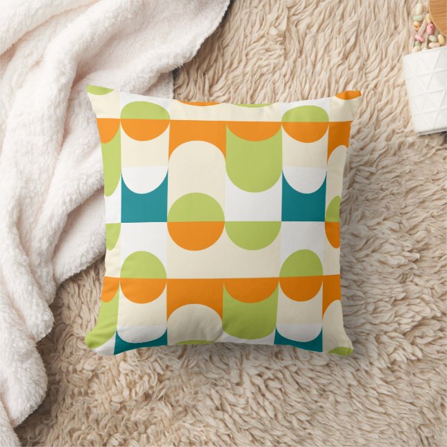 Abstract Half Circles Mod Op Fusion Art Pattern Throw Pillow (Blanket)