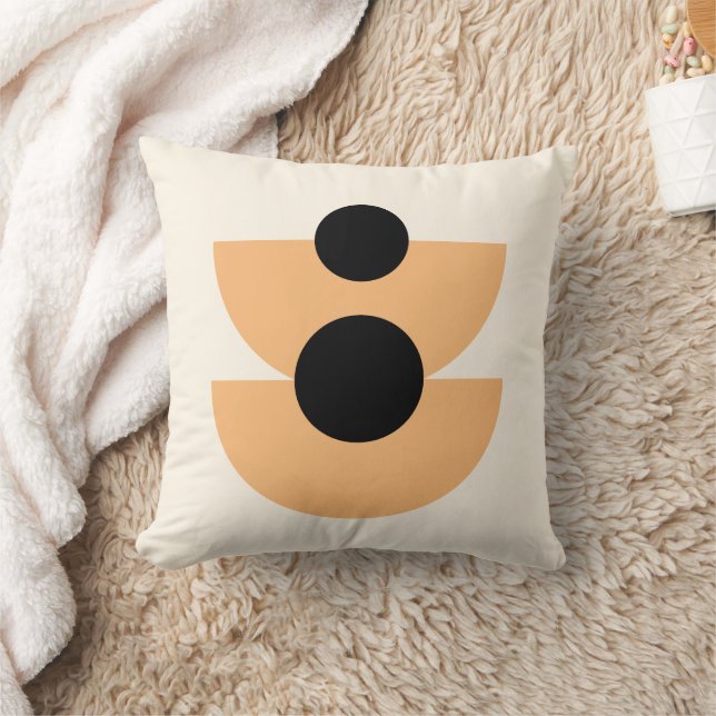 Abstract Half Circles Mod Op Fusion Art Pattern Throw Pillow (Blanket)