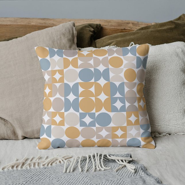 Abstract Half Circles Mod Op Fusion Art Pattern Throw Pillow (Creator Uploaded)