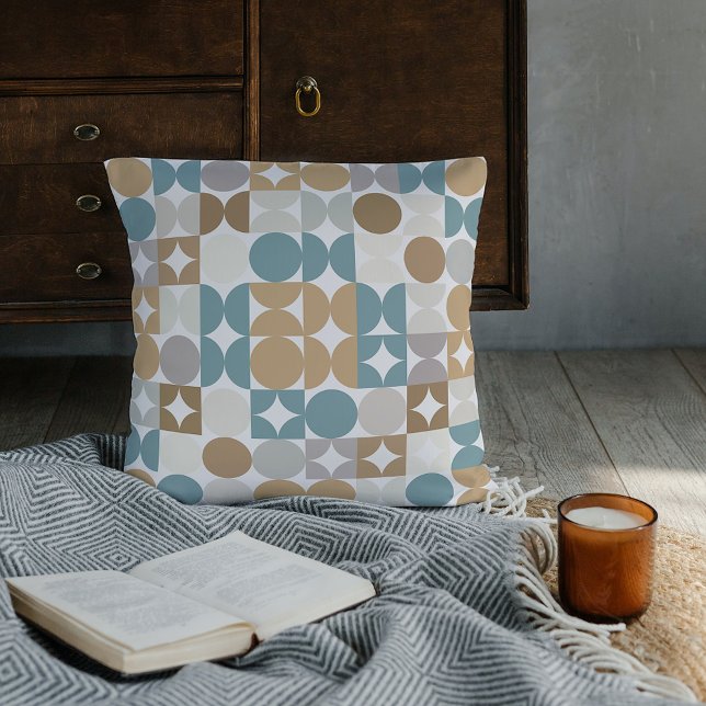 Abstract Half Circles Mod Op Fusion Art Pattern Throw Pillow (Creator Uploaded)