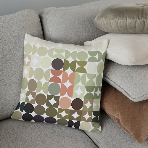 Abstract Half Circles Mod Op Fusion Art Pattern Throw Pillow