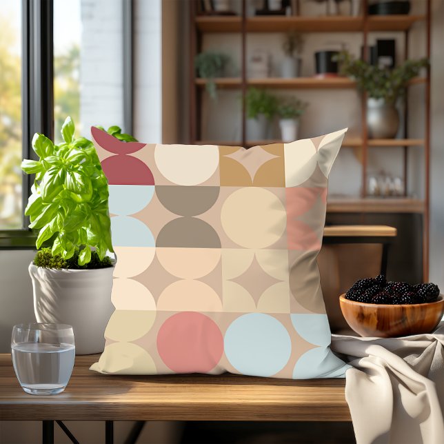 Abstract Half Circles Mod Op Fusion Art Pattern Throw Pillow (Creator Uploaded)