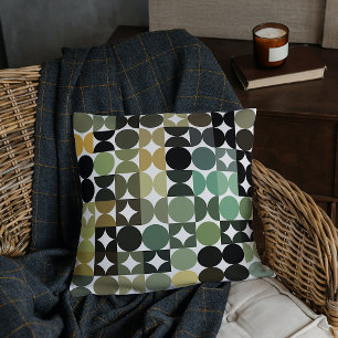 Abstract Half Circles Mod Op Fusion Art Pattern Throw Pillow