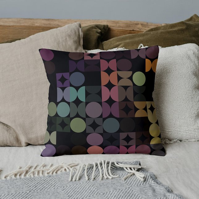 Abstract Half Circles Mod Op Fusion Art Pattern Throw Pillow (Creator Uploaded)