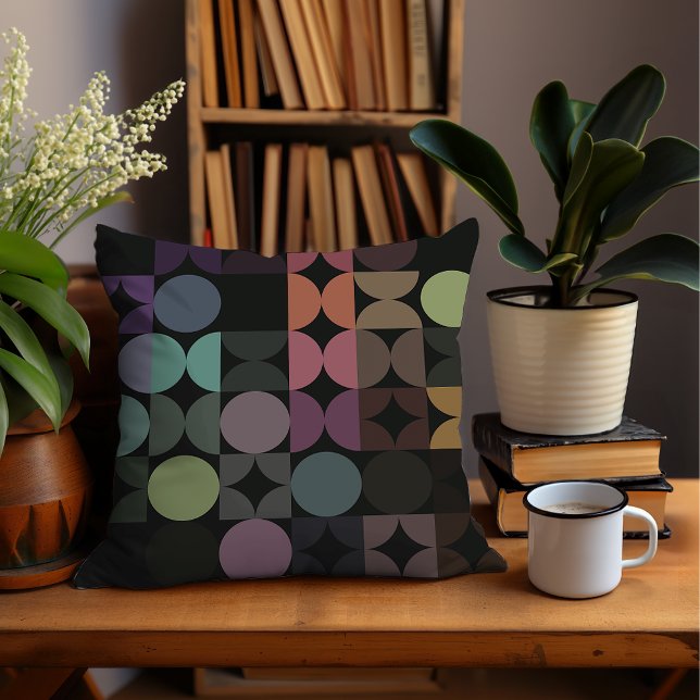 Abstract Half Circles Mod Op Fusion Art Pattern Throw Pillow (Creator Uploaded)