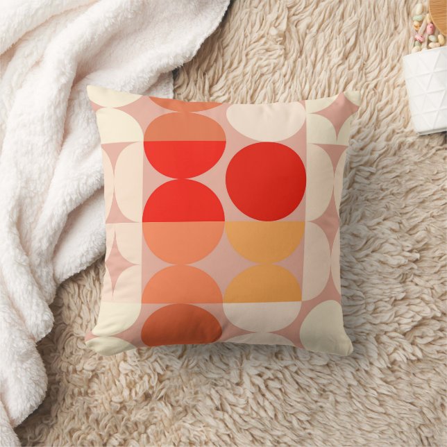 Abstract Half Circles Mod Op Fusion Art Pattern Throw Pillow (Blanket)