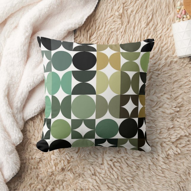 Abstract Half Circles Mod Op Fusion Art Pattern Throw Pillow (Blanket)
