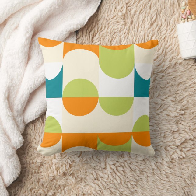Abstract Half Circles Mod Op Fusion Art Pattern Throw Pillow (Blanket)