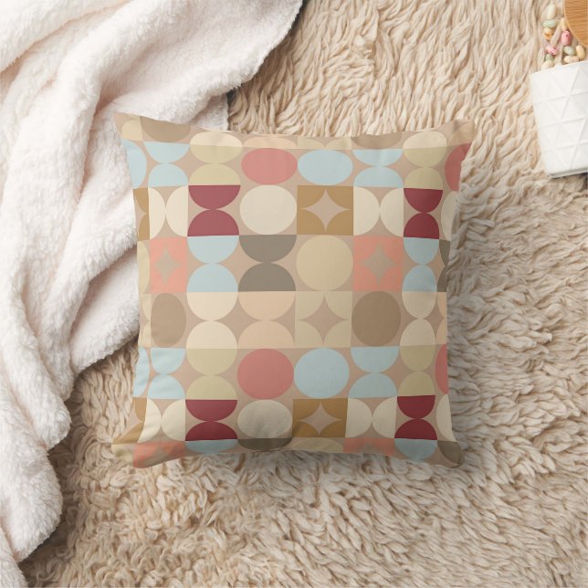 Abstract Half Circles Mod Op Fusion Art Pattern Throw Pillow (Blanket)