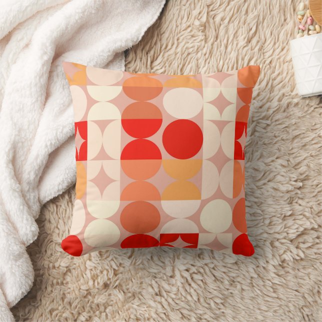 Abstract Half Circles Mod Op Fusion Art Pattern Throw Pillow (Blanket)