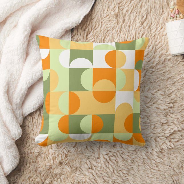 Abstract Half Circles Mod Op Fusion Art Pattern Throw Pillow (Blanket)