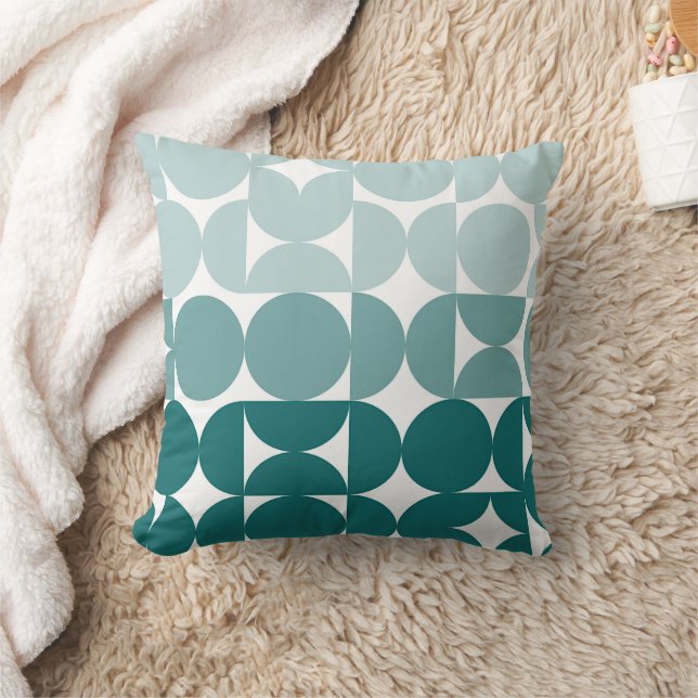 Abstract Half Circles Mod Op Fusion Art Pattern Throw Pillow (Blanket)