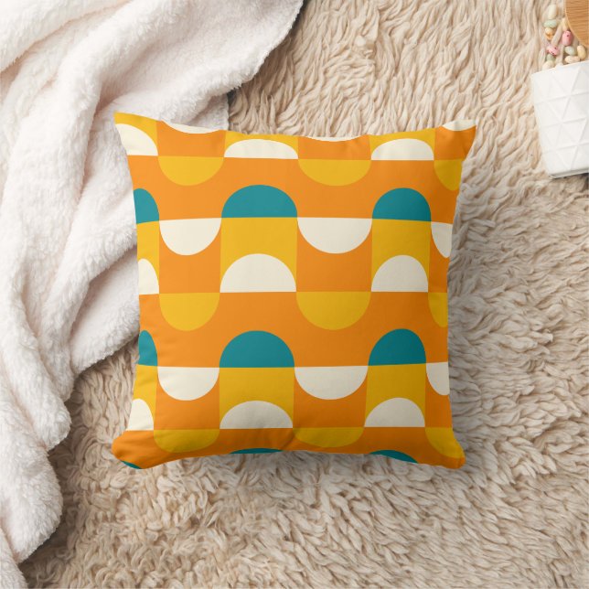 Abstract Half Circles Mod Op Fusion Art Pattern Throw Pillow (Blanket)
