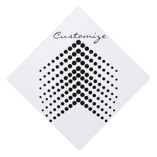 Abstract Half-tone Circle Zigzag Chevron Graduation Cap Topper (Front)