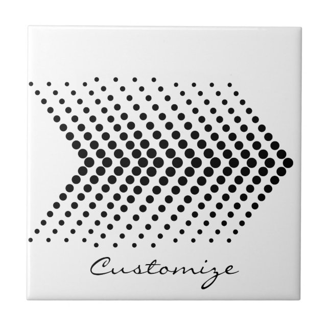 Abstract Half-tone Circle Zigzag Chevrons Ceramic Tile (Front)