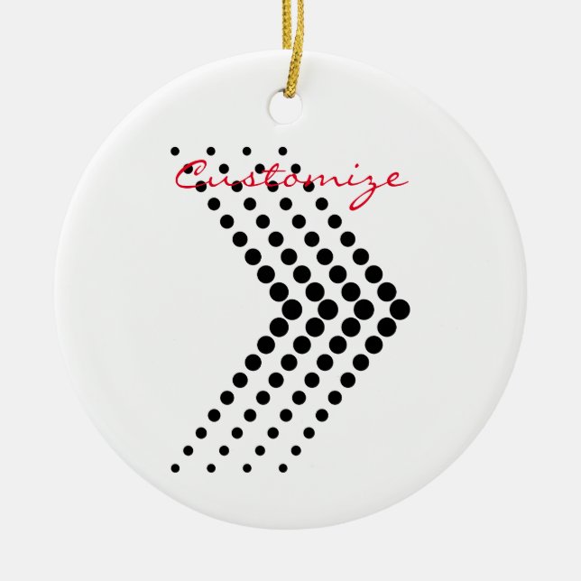 Abstract Half-tone Pulsating Circle Zigzag Chevron Ceramic Ornament (Front)