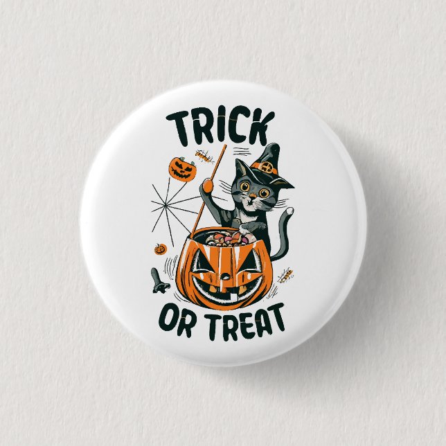 Abstract Halloween Cat Button (Front)