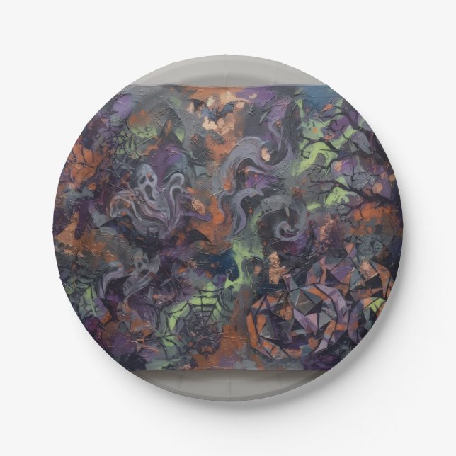 Abstract Halloween  Paper Plates (Front)