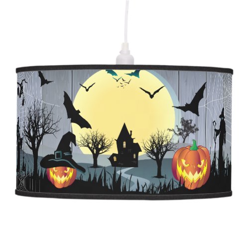 Abstract Halloween Party Treat or Trick Wood Ceiling Lamp