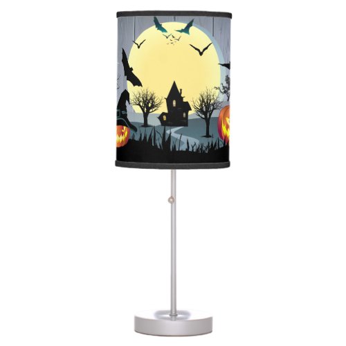 Abstract Halloween Party Treat or Trick Wood Table Lamp