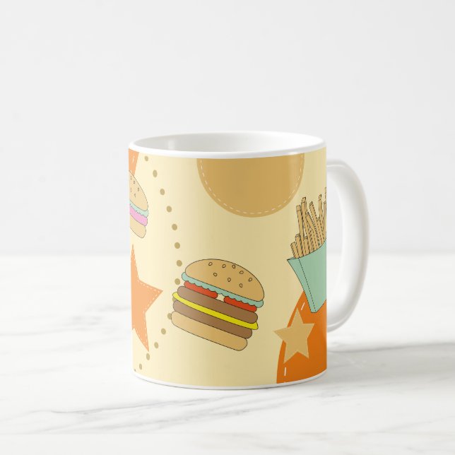 Abstract Hamburger, Fries and Drink Set Design Coffee Mug (Front Right)