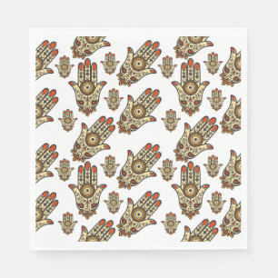 Abstract Hamsa Amulet (Hand of Fatima) Pattern Napkins